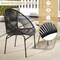 Costway 3PCS Patio Acapulco Furniture Bistro Set Plastic Rope Glass Table Black/Gray/Turquoise/White